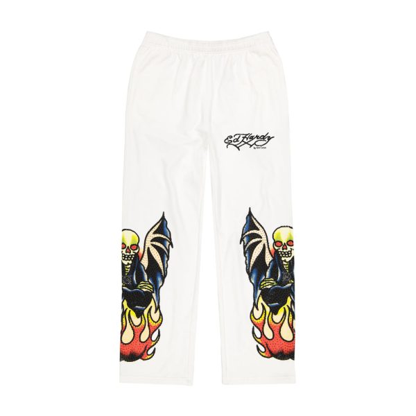 Xman Mens Rhinestone Baggy Sweatpant White