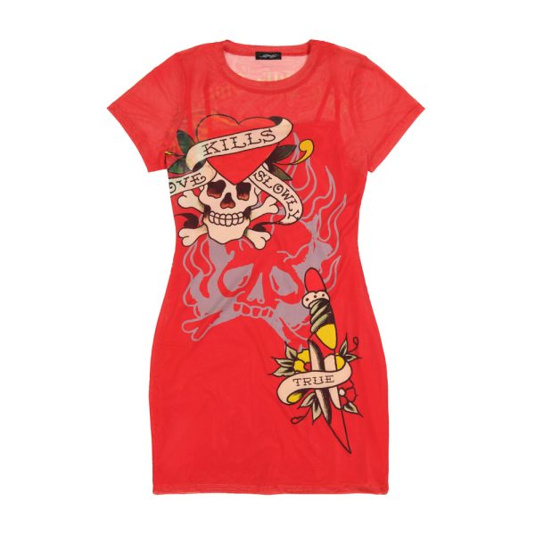 Skull Dagger Mesh Tee Dress