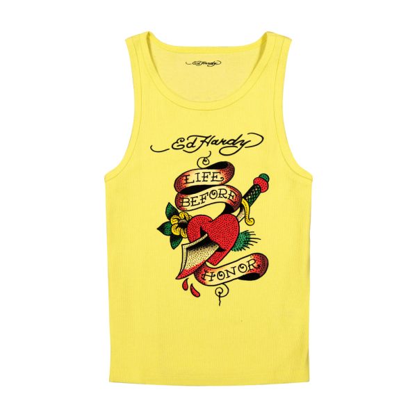 Heart Sword Rhinestone Tank Top